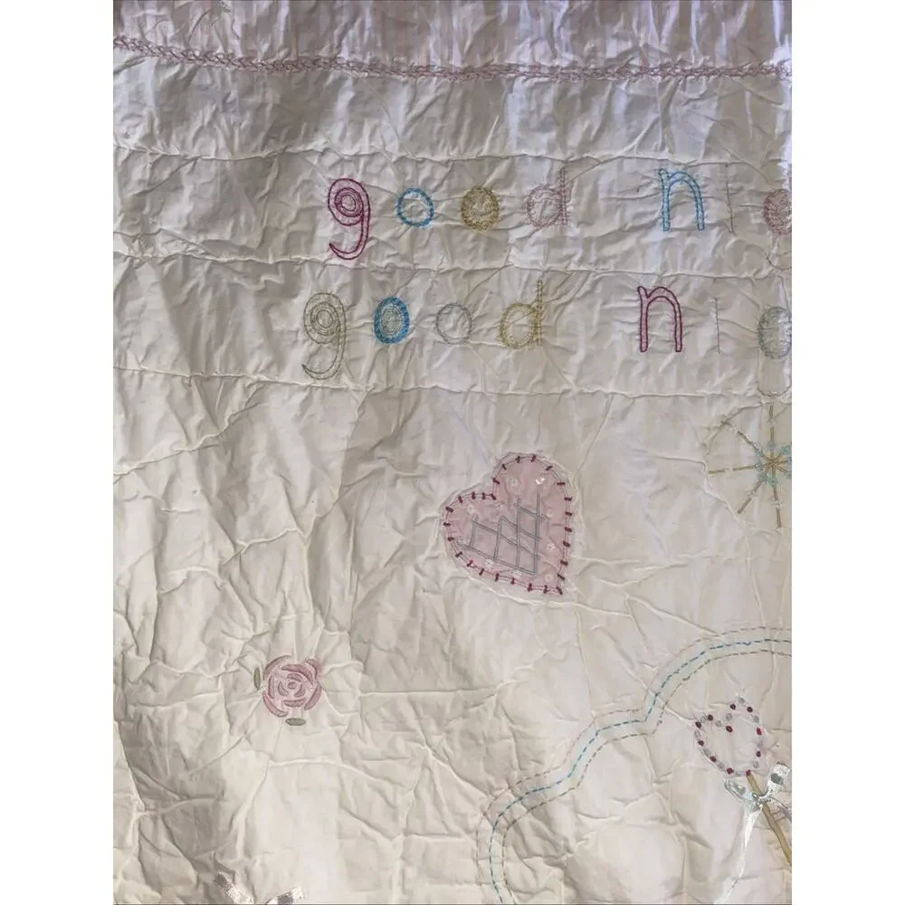 Simply Shaggy Chic Applique Embroidered Quilt Bedspread 84”x 84” Girl’s Princess